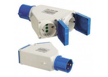 Adaptador Industrial Cetac Schuko Doble 2p Con Tapa