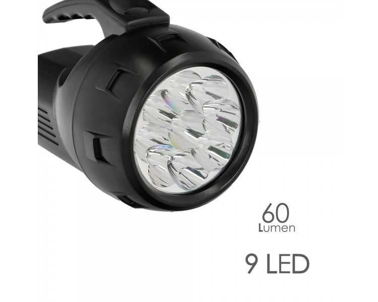 Linterna LED De Mano Con Asa A Pilas (4 AA) 60 Lumenes 9 Leds (9 Watt.)