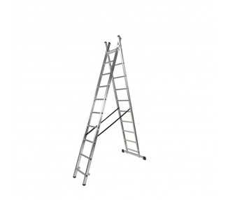 Escalera Aluminio 2 Tramos 7+7 Peldaños. Plegable, Antideslizante, Resistente