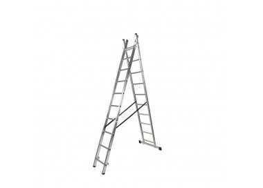Escalera Aluminio 2 Tramos 10+10 Peldaños. Plegable, Antideslizante, Resistente
