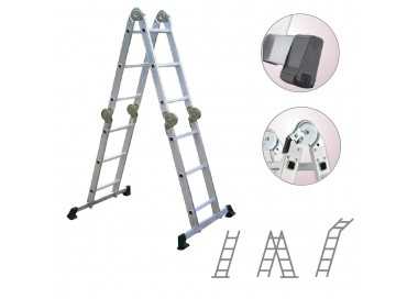 Escalera Multiposicional Aluminio 6 Rotulas 12 Peldaños