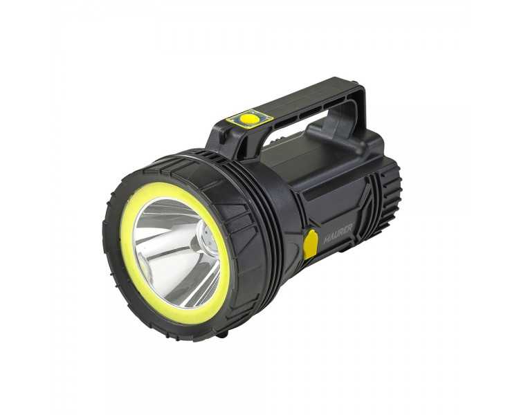 Linterna LED de Mano Multifunción Con Asa, Bateria Litio Recargable (4.000 mAh) 400 Lumenes. 2 Modos de Iluminación
