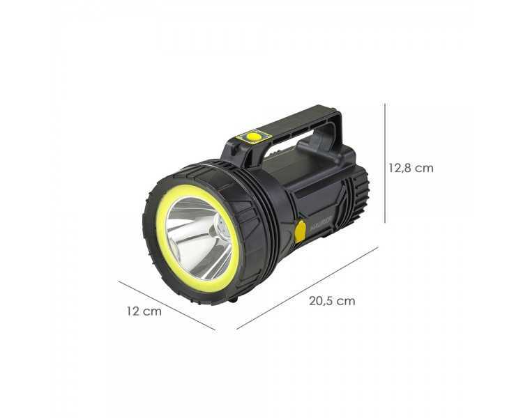 Linterna LED de Mano Multifunción Con Asa, Bateria Litio Recargable (4.000 mAh) 400 Lumenes. 2 Modos de Iluminación