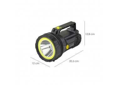 Linterna LED de Mano Multifunción Con Asa, Bateria Litio Recargable (4.000 mAh) 400 Lumenes. 2 Modos de Iluminación