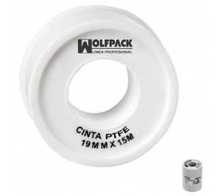 Cinta PTFE Wolfpack 19 mm. x 50 m. Grueso. (Paquete de 5 Rollos)