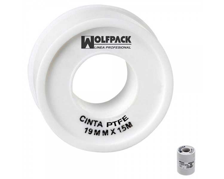 Cinta PTFE Wolfpack 19 mm. x 50 m. Grueso. (Paquete de 5 Rollos)