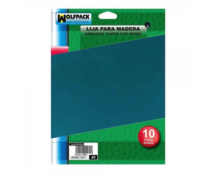 Lija Madera Grano 40 (Pack 10 pliegos)