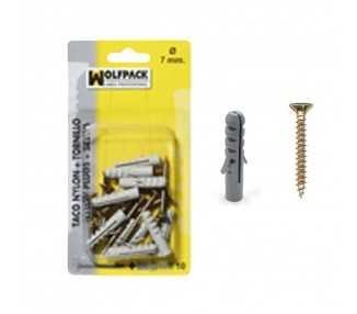 Taco Nylon+Tirafondo   6 mm. (15 Piezas)
