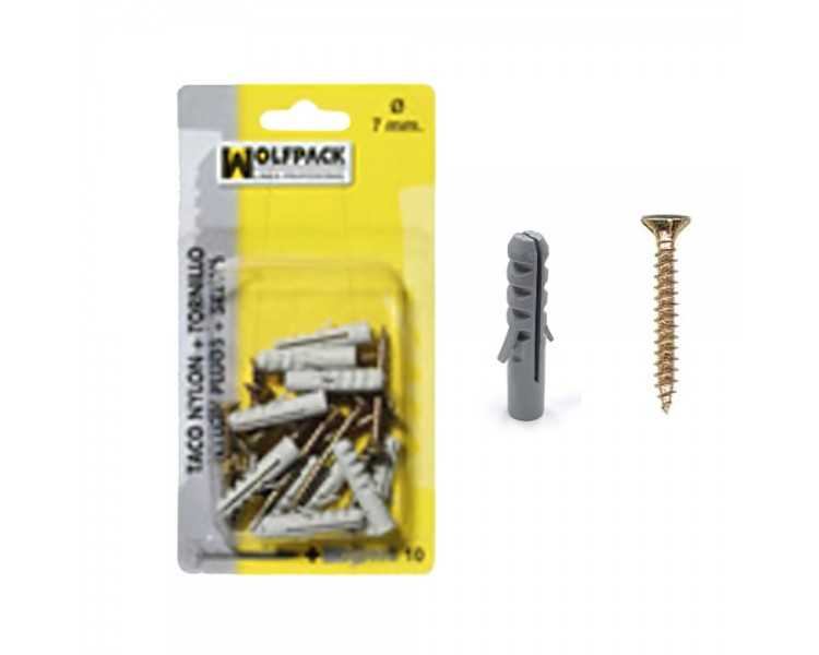 Taco Nylon+Tirafondo   6 mm. (15 Piezas)