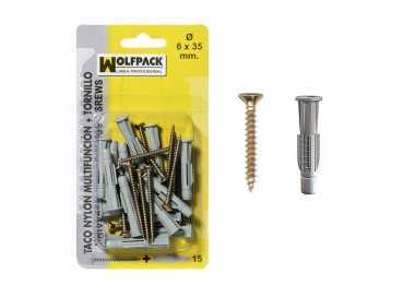 Taco Multiacción+Tornillo MU  6x35 mm. (15 Piezas)