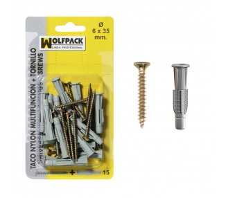 Taco Multiacción+Tornillo MU  6x45 mm. (15 Piezas)