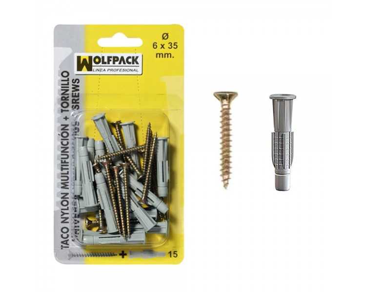 Taco Multiacción+Tornillo MU  6x45 mm. (15 Piezas)