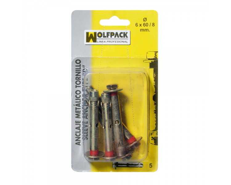 Anclaje Metálico Tornillo 6x 60/ 8 mm. (5 Piezas)