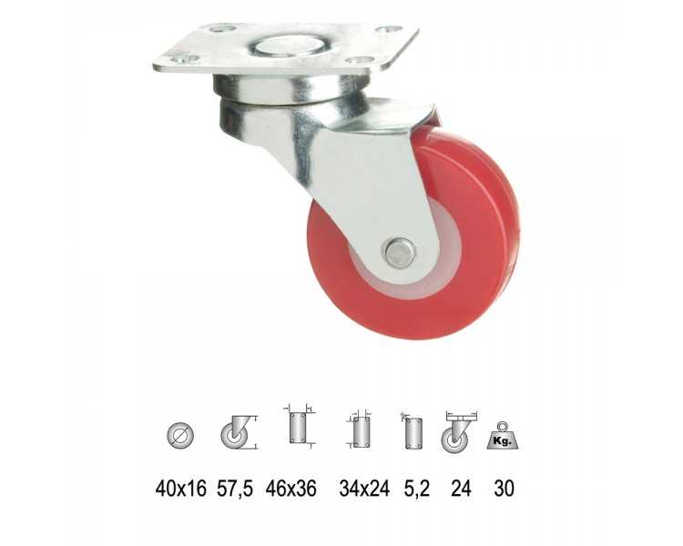 Rueda Poliuretano Placa 40 mm.