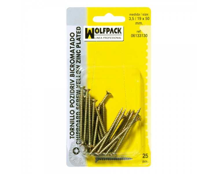 Tirafondo Pozidriv Bicromatado 6,0/22x 70 mm. (6 Piezas)