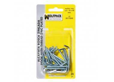 Alcayatas Rosca Zincada  3,5 / 19x60 mm. (Blister 20 Piezas)