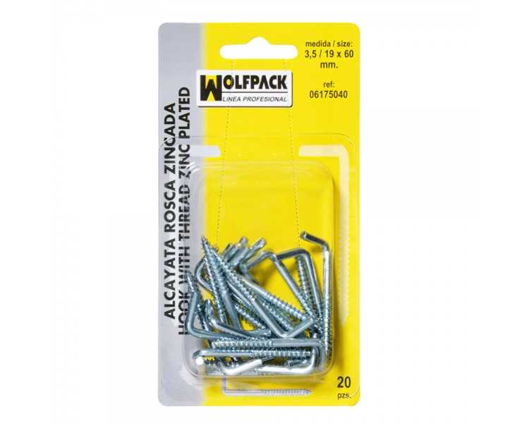 Alcayatas Rosca Zincada  4,0 / 20x80 mm. (Blister 15 Piezas)