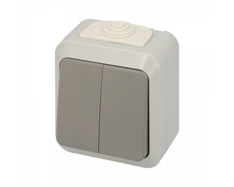 Interruptor / Conmutado Oryx  Doble con tapa gris