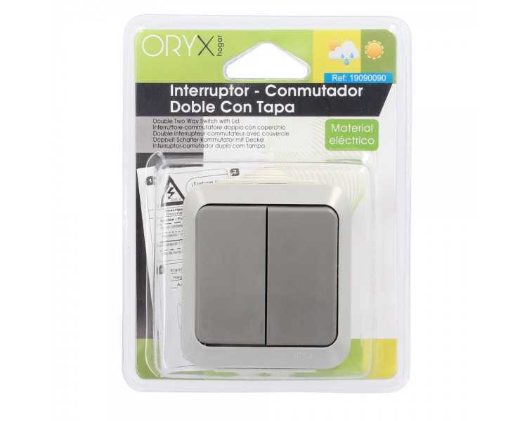 Interruptor / Conmutado Oryx  Doble con tapa gris