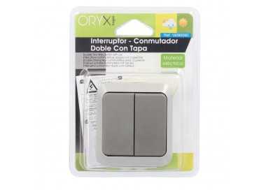 Interruptor / Conmutado Oryx  Doble con tapa gris
