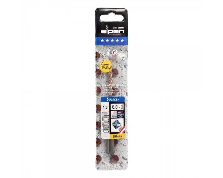 Broca Alpen SDS Plus FORCE X  6,00 x 160 mm. Hormigón Armado.