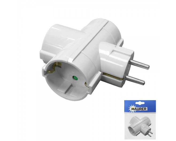 Adaptador / Ladron Triple Schuko 16 A. 250 V.