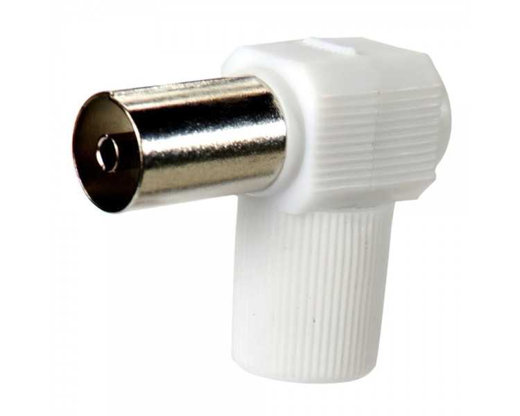 Conector Tv Hembra Acodado 9,5 mm.