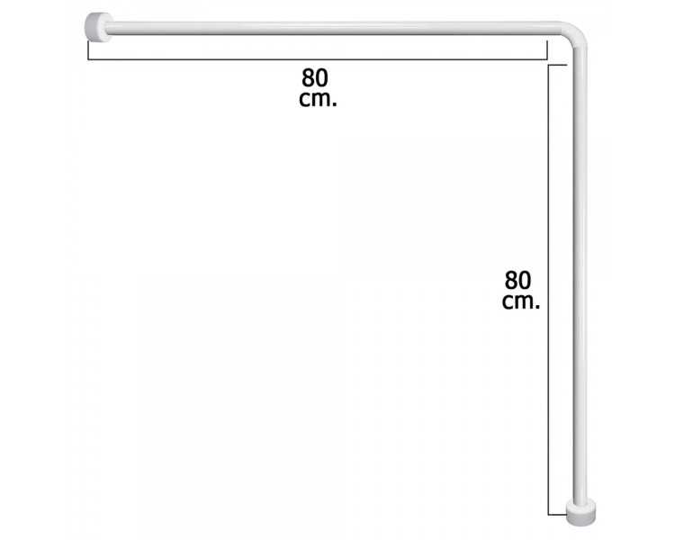 Barra Para  Cortina Ducha Universal Aluminio Blanco 80x80 cm.