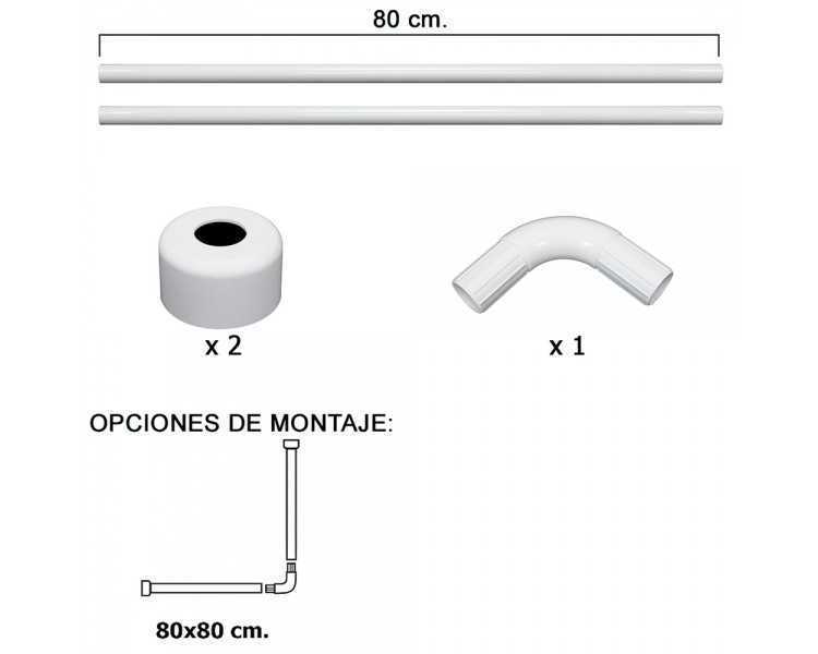 Barra Para  Cortina Ducha Universal Aluminio Blanco 80x80 cm.