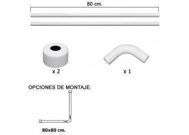 Barra Para  Cortina Ducha Universal Aluminio Blanco 80x80 cm.