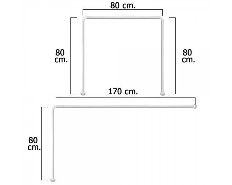 Barra Para  Cortina Ducha Universal Aluminio Blanco 80 x 170 cm.