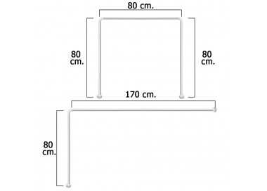 Barra Para  Cortina Ducha Universal Aluminio Blanco 80 x 170 cm.