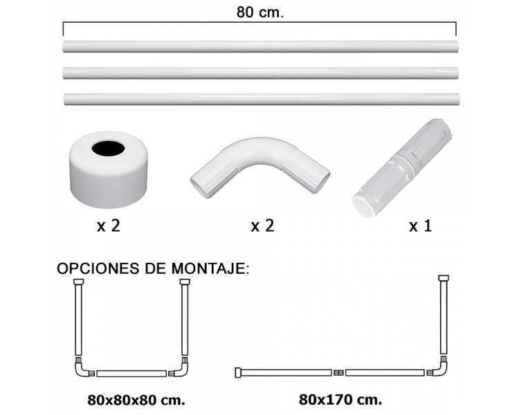 Barra Para  Cortina Ducha Universal Aluminio Blanco 80 x 170 cm.