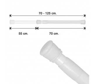 Barra Para  Cortina Ducha Extensible Aluminio Blanco 70 a 125 cm.