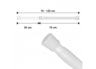 Barra Para  Cortina Ducha Extensible Aluminio Blanco 70 a 125 cm.