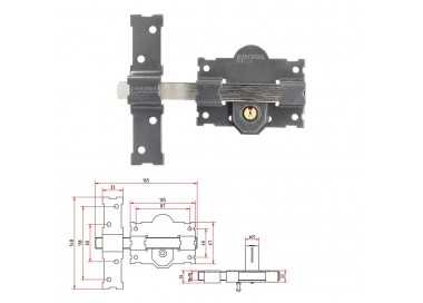 Cerrojo B-1 llave y pulsador pasador de 161mm cilindro redondo de 50mm