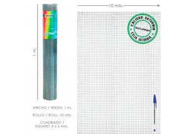 Malla Electrosoldada Galvanizada 6x6 / 100 cm. rollo 10 Metros Uso Domestico