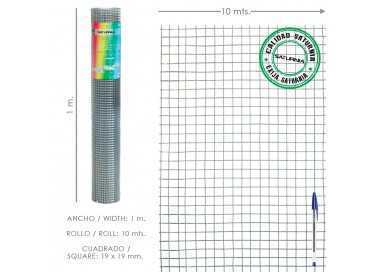 Malla Electrosoldada Galvanizada 19x19 / 100 cm. rollo 10 Metros Uso Domestico