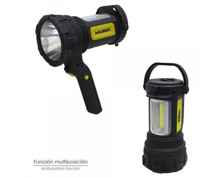 Linterna LED De Mano Multifunción Con Asa A Pilas (3 AA) 200 Lumenes 3 Posiciones