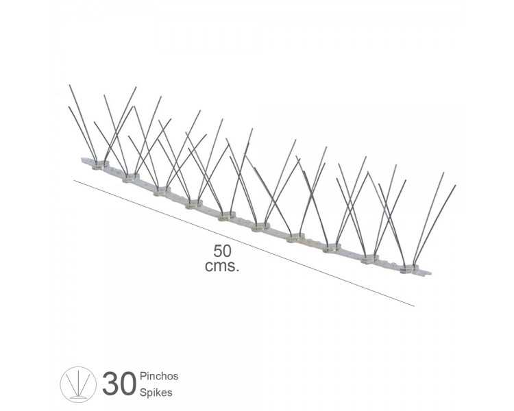 Pincho Anti Paloma 0,5 Metros Polietileno Pincho Doble 30 Pinchos
