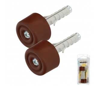 Tope Puerta Con Taco Nylon Marron  (Blister 2 Piezas)