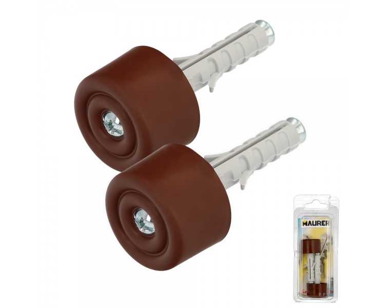 Tope Puerta Con Taco Nylon Marron  (Blister 2 Piezas)