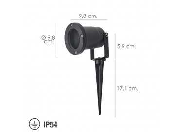 Foco Halógeno IP54 Para Jardín y Exteriores Con Pincho Color Negro