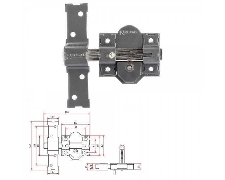 Cerrojo b-5 llave y pulsador pasador de 143mm cilindro redondo de 50mm