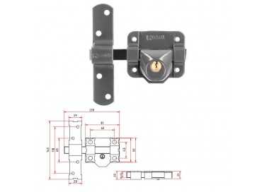Cerrojo b-9 llave solo pasador de 140mm cilindro redondo de 40mm