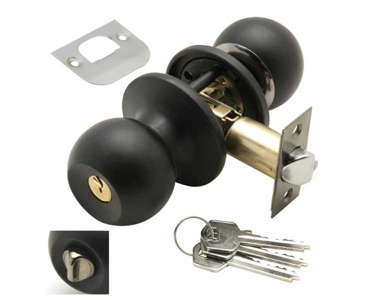 Pomo Puerta Wolfpack Con Llave Con Condena Negro Para Entrada
