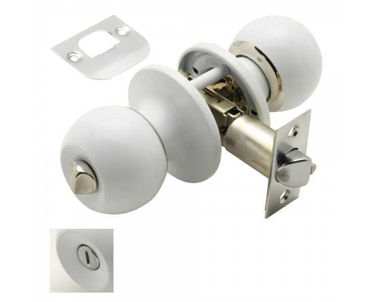 Pomo Puerta Wolfpack Con Condena Blanco Para Baño