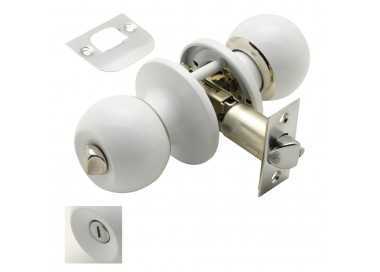 Pomo Puerta Wolfpack Con Condena Blanco Para Baño