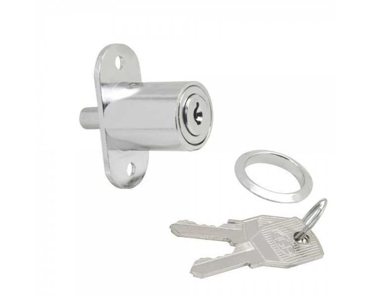 Cerradura Puerta Corredera Con Pulsador 347/27 mm. Cromado