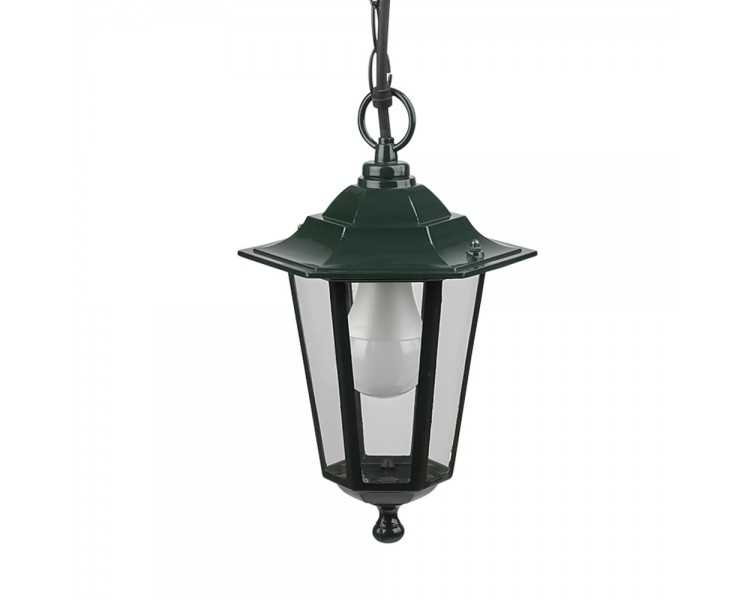 Farol Jardín Hexagonal Verde Suspendido